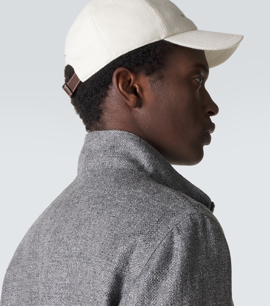  Brunello Cucinelli Brunello Cucinelli Logo Silk, Linen, And Wool Baseball Cap 