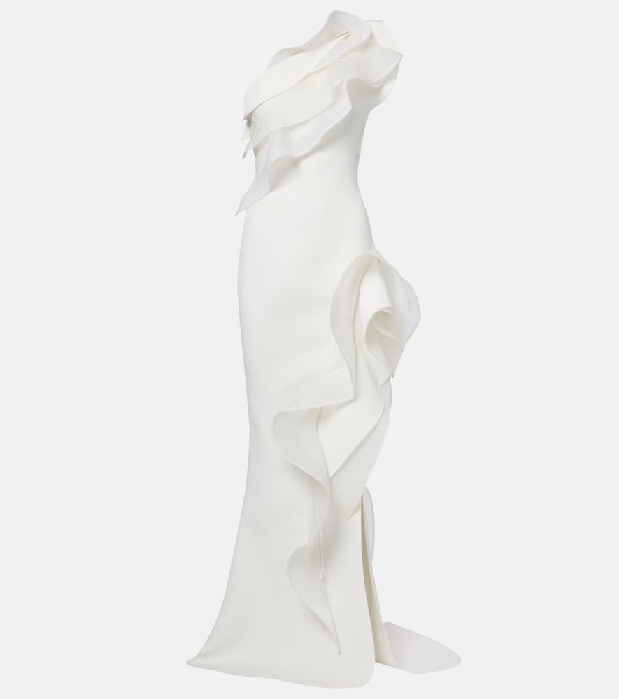 Maticevski Excitement ruffled one-shoulder gown
