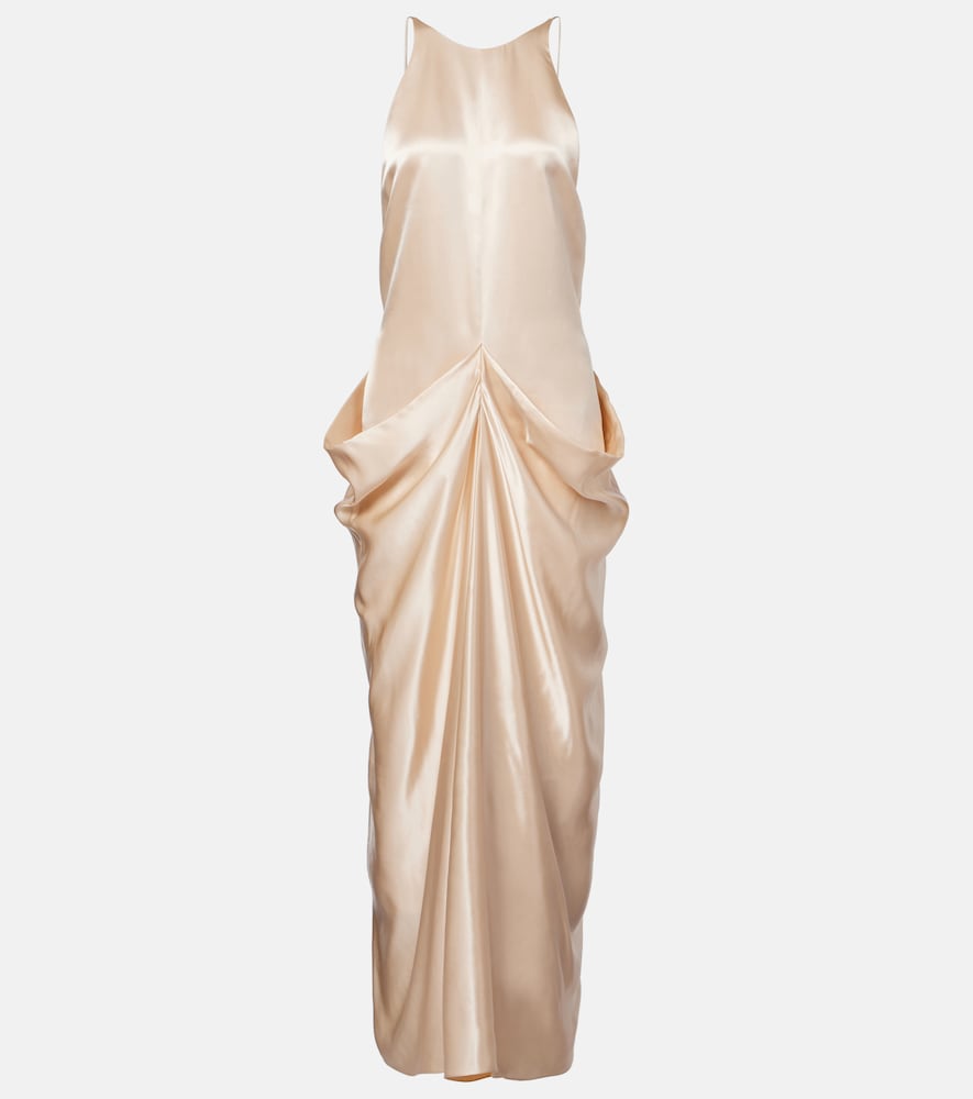 Khaite Draped gathered satin maxi dress