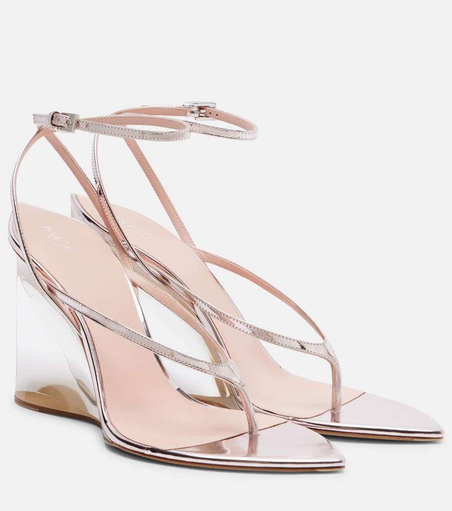 Alaia Alaïa Invisible leather wedge thong sandals