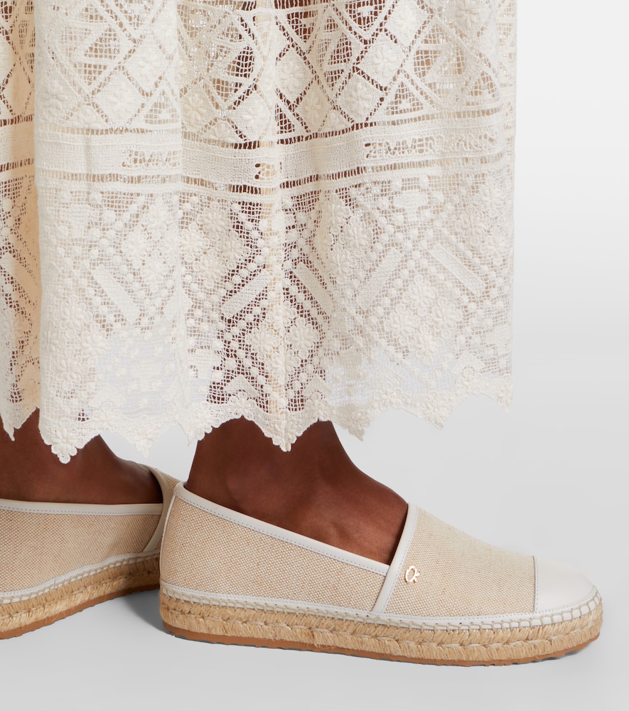 Gianvito Rossi Leather-trimmed canvas espadrilles