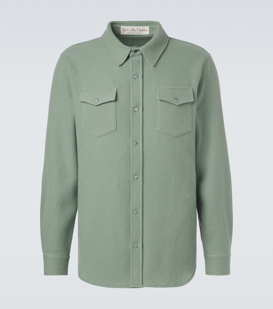 Camicia in cashmere con smeraldi