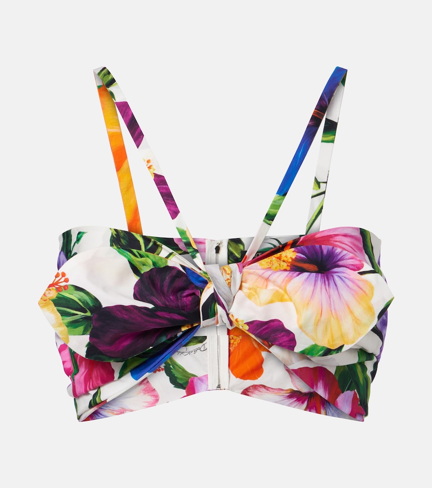 Dolce & Gabbana Bow-detail floral cotton bra top