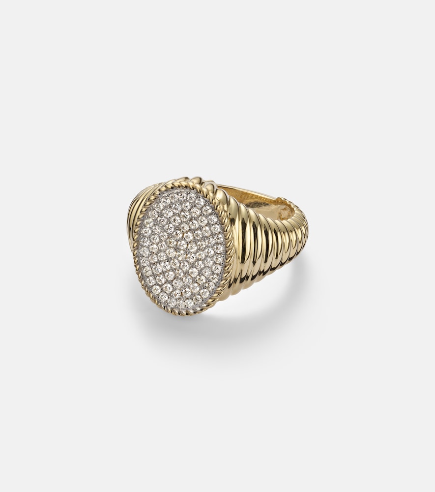 Yvonne Léon Ring Chevalière Ovale aus 9kt Gelbgold mit Diamanten