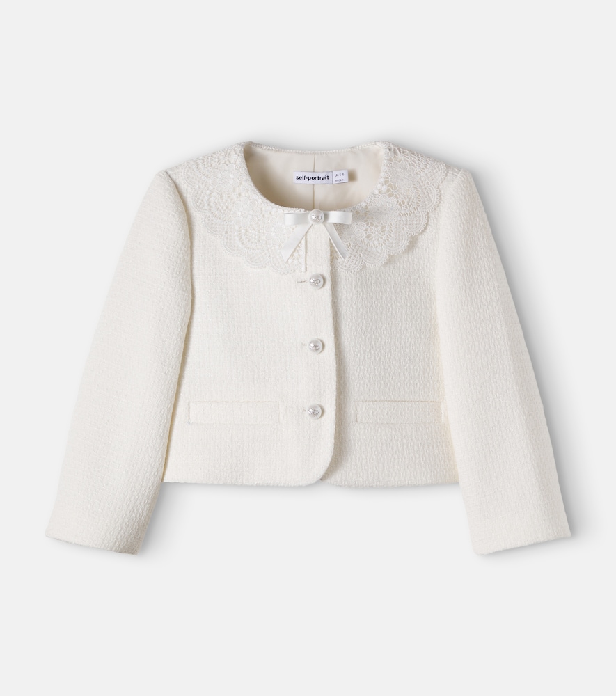 Self-Portrait Kids White Lace-Trimmed Boucle Jacket Y 6/7 - Mytheresa - Image 1