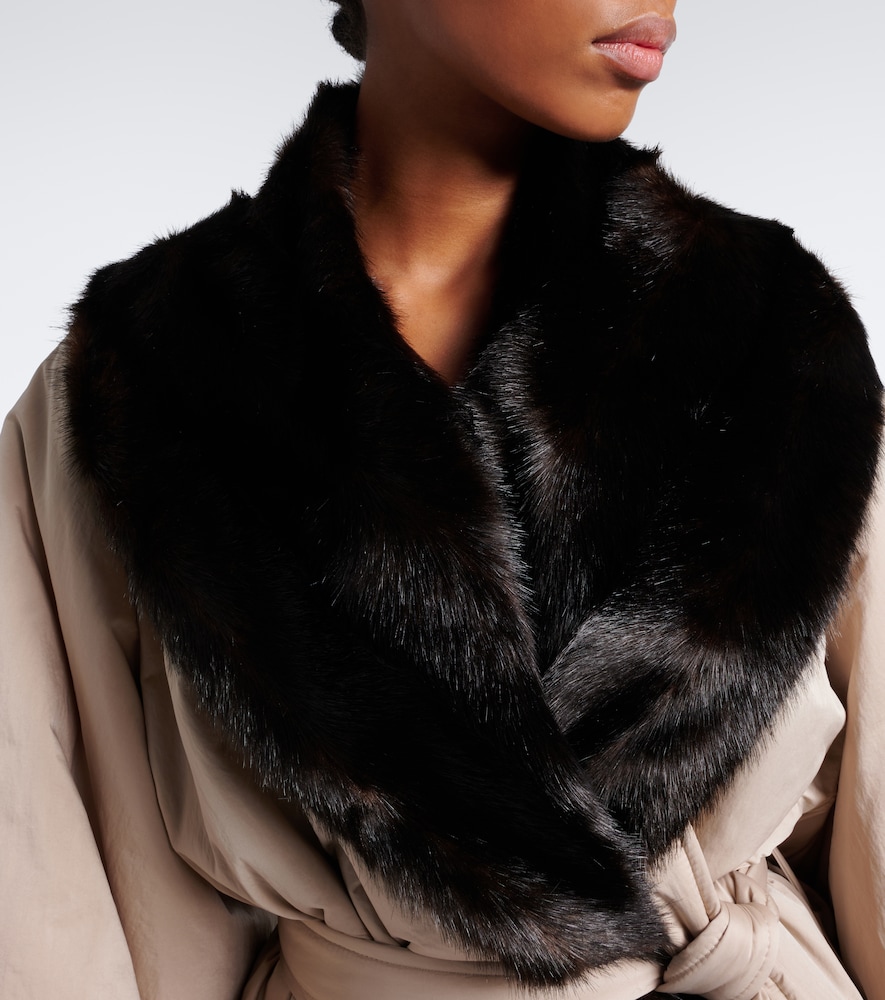 Shearling-Trimmed Wrap Coat