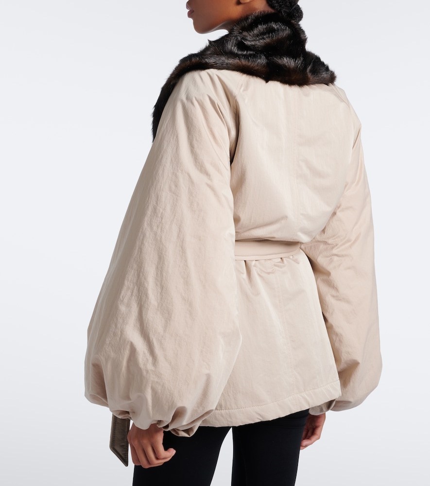 Shearling-Trimmed Wrap Coat