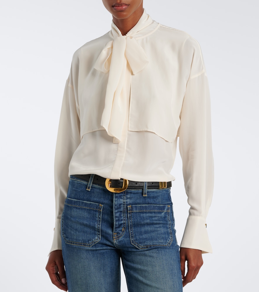 Darlis Tie-Neck Crêpe De Chine Blouse