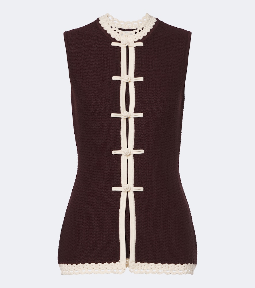 Posse Hattie Crochet-trimmed Top In Brown