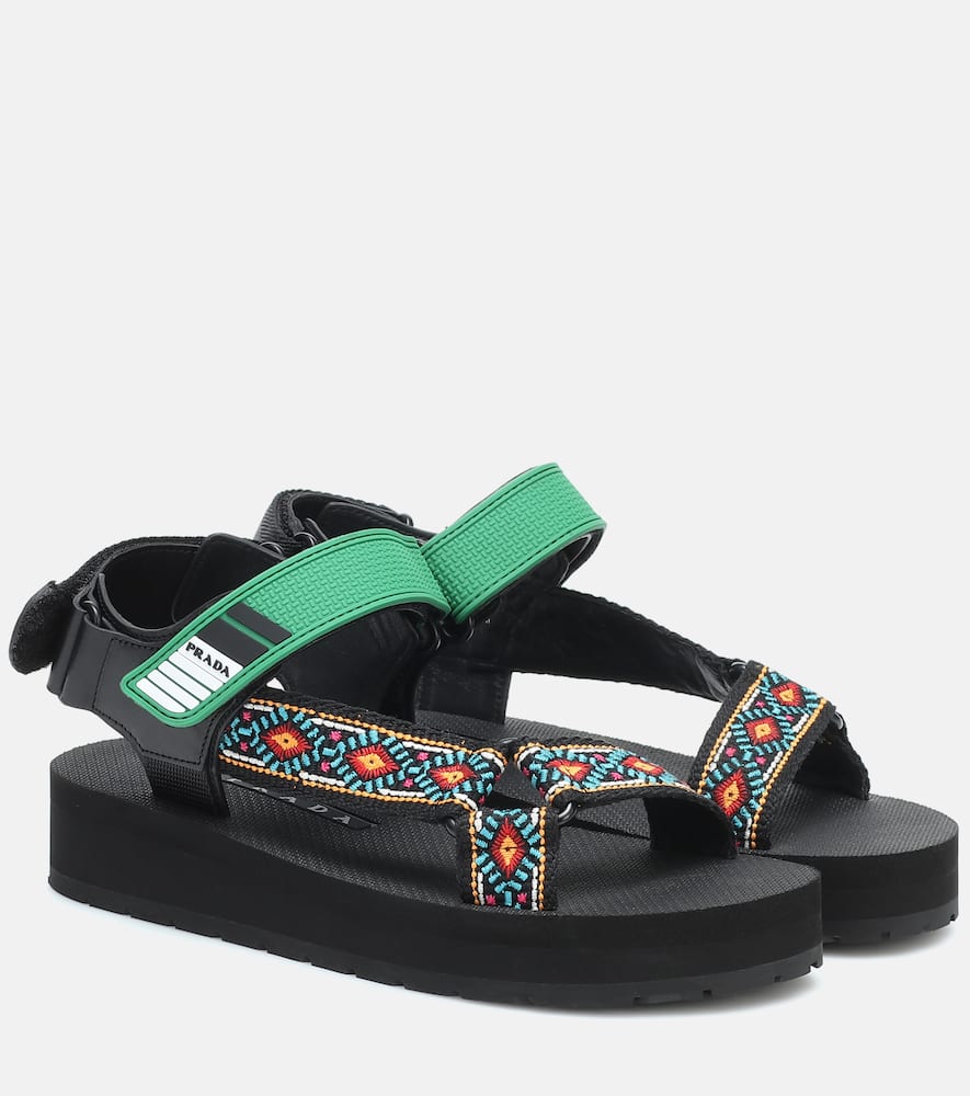 PRADA NOMAD EMBROIDERED SANDALS,P00459178