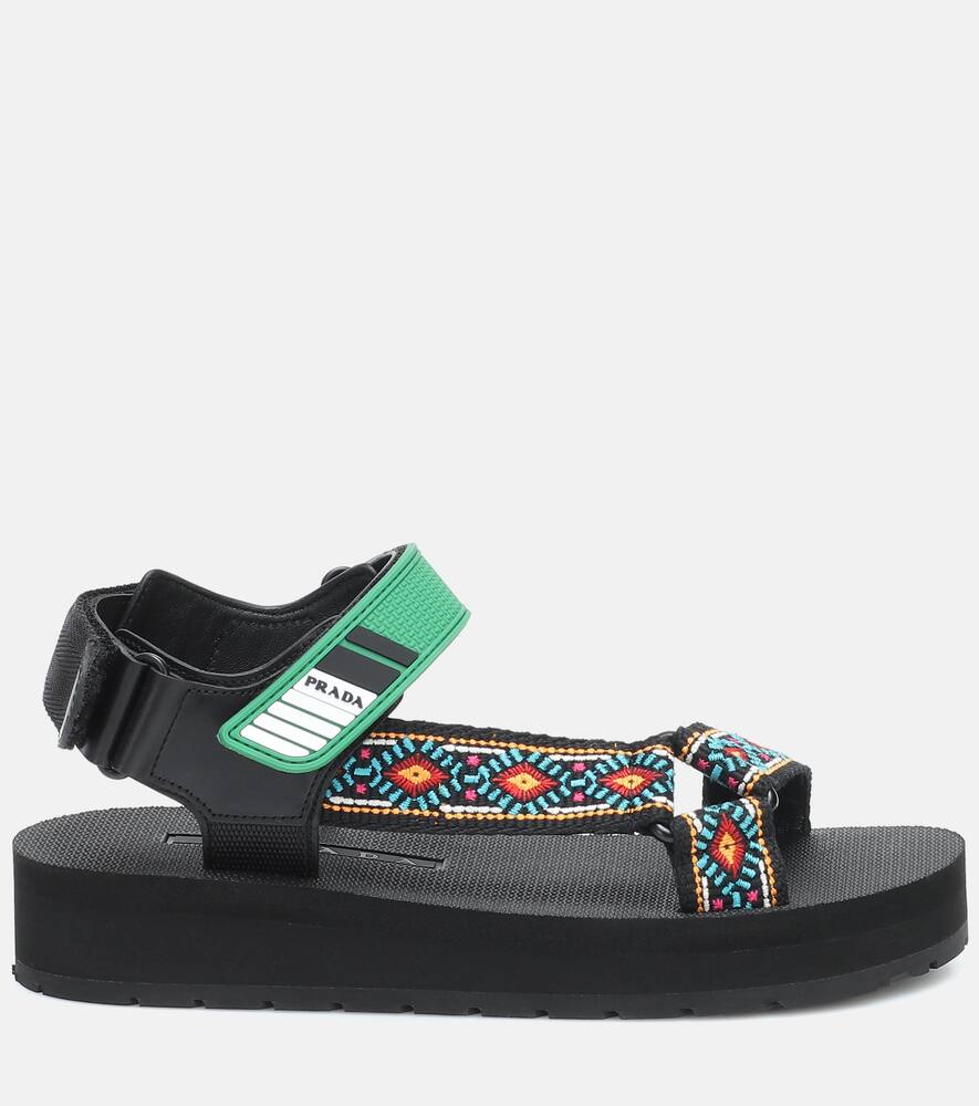 PRADA NOMAD EMBROIDERED SANDALS,P00459178