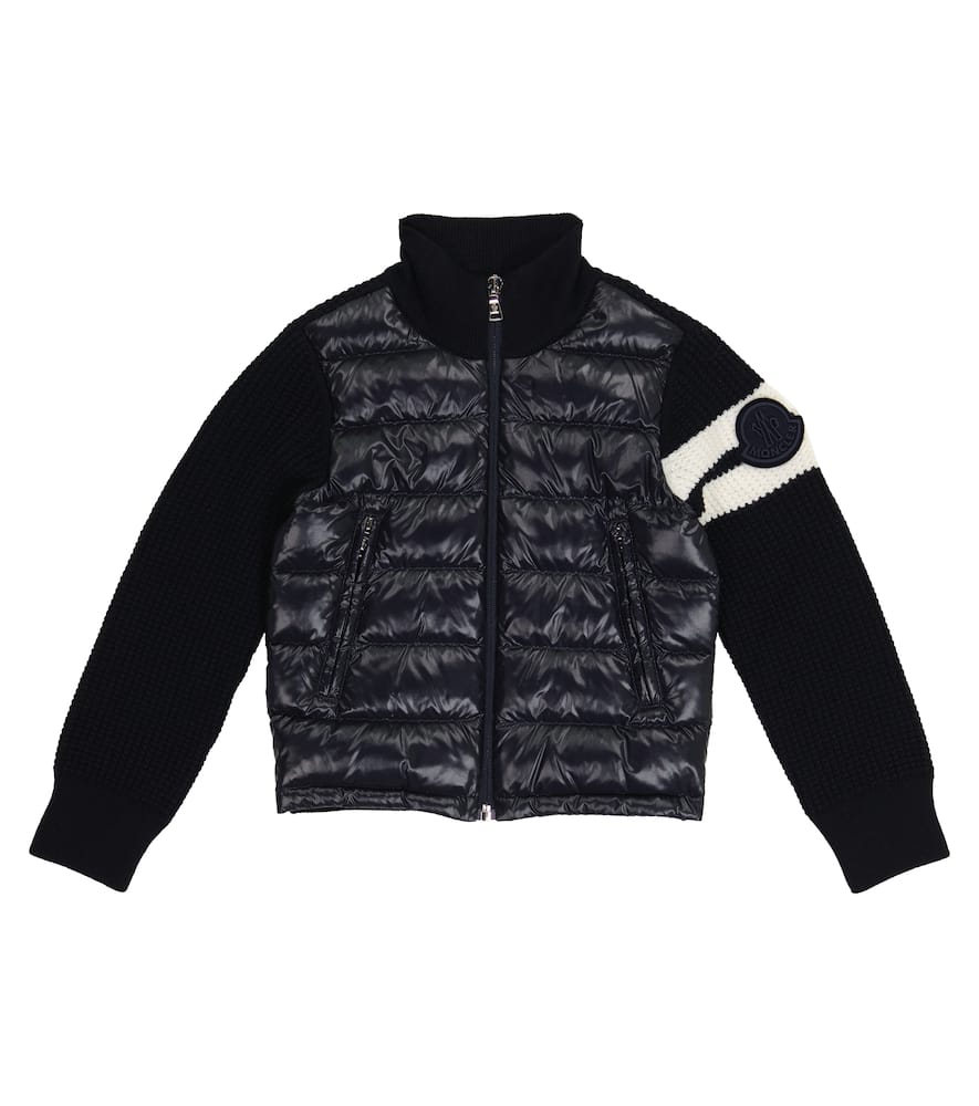 Moncler Enfant Quilted down and wool-blend cardigan