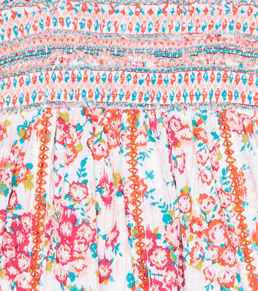 Poupette St Barth Printed Cotton Dress In Pink Aquarelle