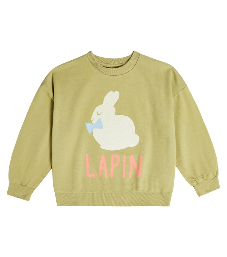 Jellymallow Lapin Printed Cotton Sweatshirt In Khaki