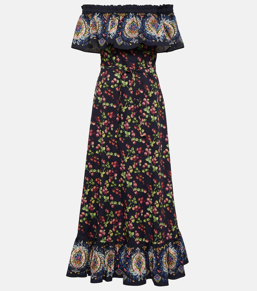 Etro Garden Party Off-shoulder Maxi Dress In Multicoloured