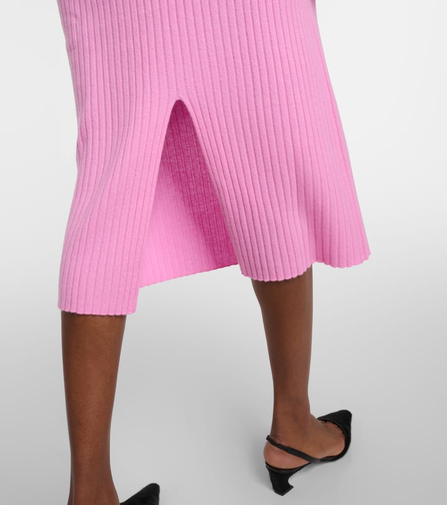 JARDIN DES ORANGERS HIGH-RISE RIBBED-KNIT CASHMERE MIDI SKIRT