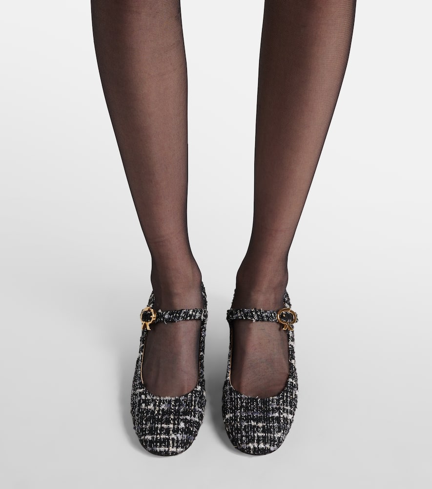 Shop Gianvito Rossi Mary Ribbon 45 Bouclé Mary Jane Pumps In Black