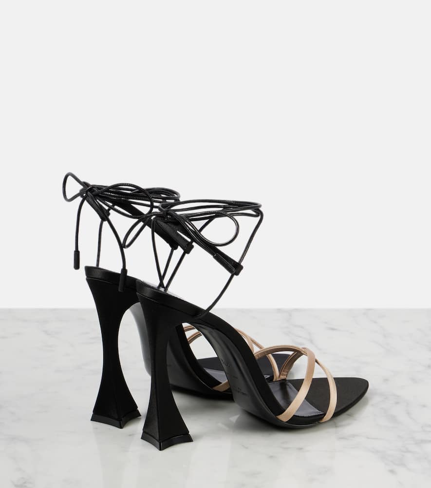 Saint Laurent 110mm Liza Lace-up Sculpted-heel Sandals In Black