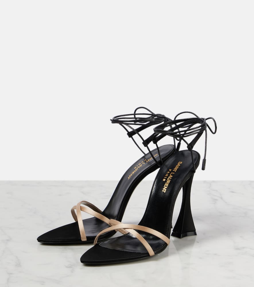 Saint Laurent 110mm Liza Lace-up Sculpted-heel Sandals In Black