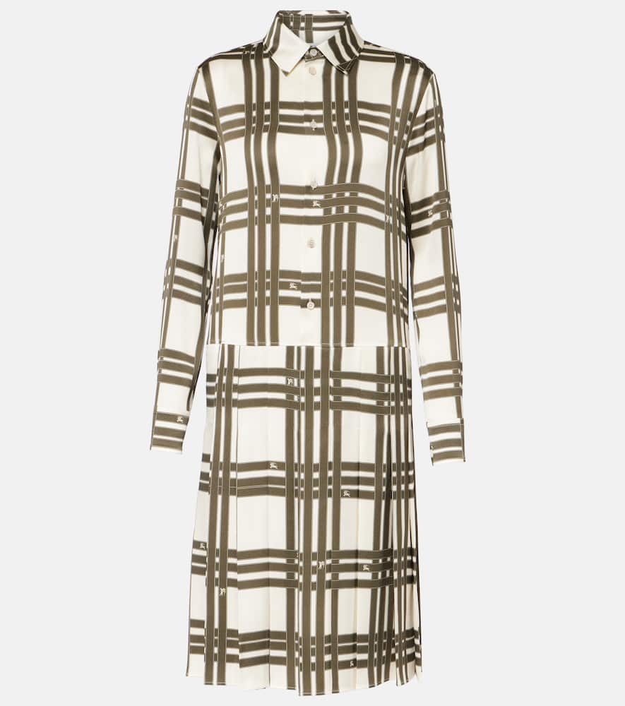 Ribbon Check silk shirt dress