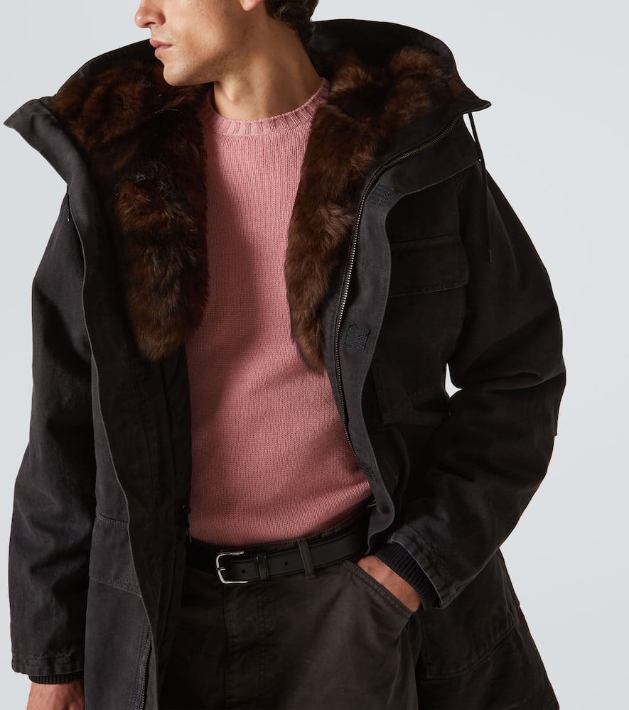 Prada Shearling-trimmed cotton parka