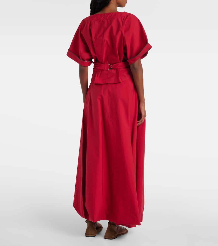 Brunello Cucinelli Cotton Poplin Wrap-over Blouse In Red