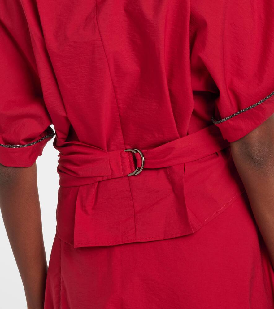 Brunello Cucinelli Cotton Poplin Wrap-over Blouse In Red