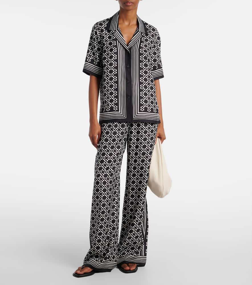 Simkhai Koda Button Down Shirt In Black In Animal Print