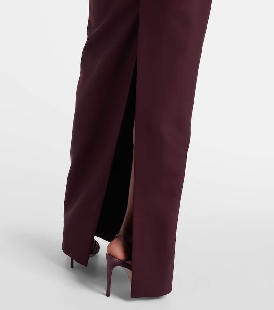 David Koma Sequined Halterneck Wool-blend Gown In Burgundy