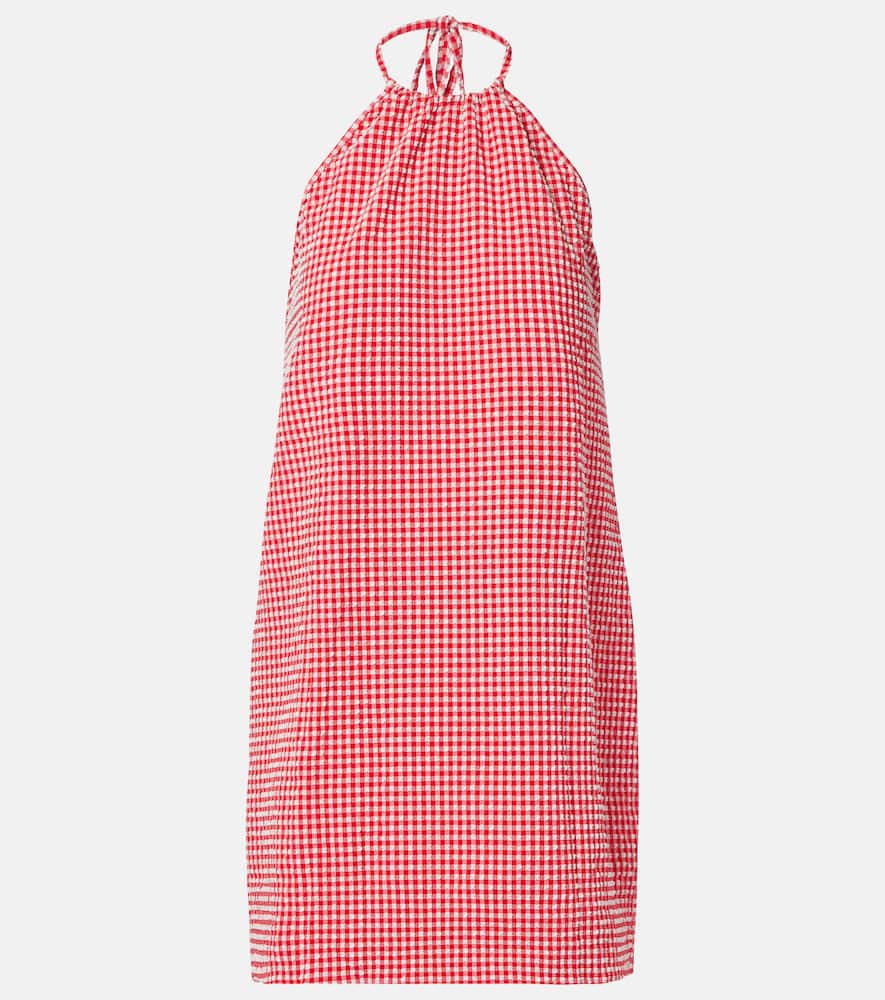 Gingham seersucker halterneck minidress