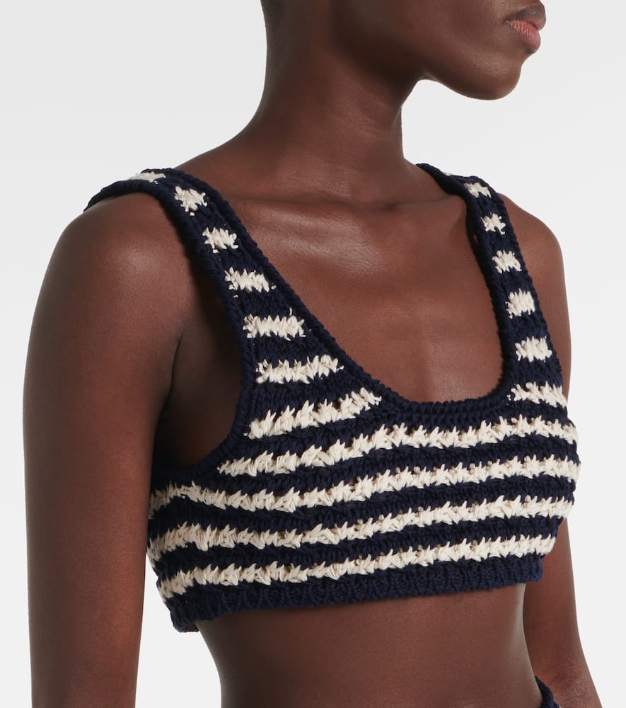 Prada Crochet Striped Cotton Crop Top