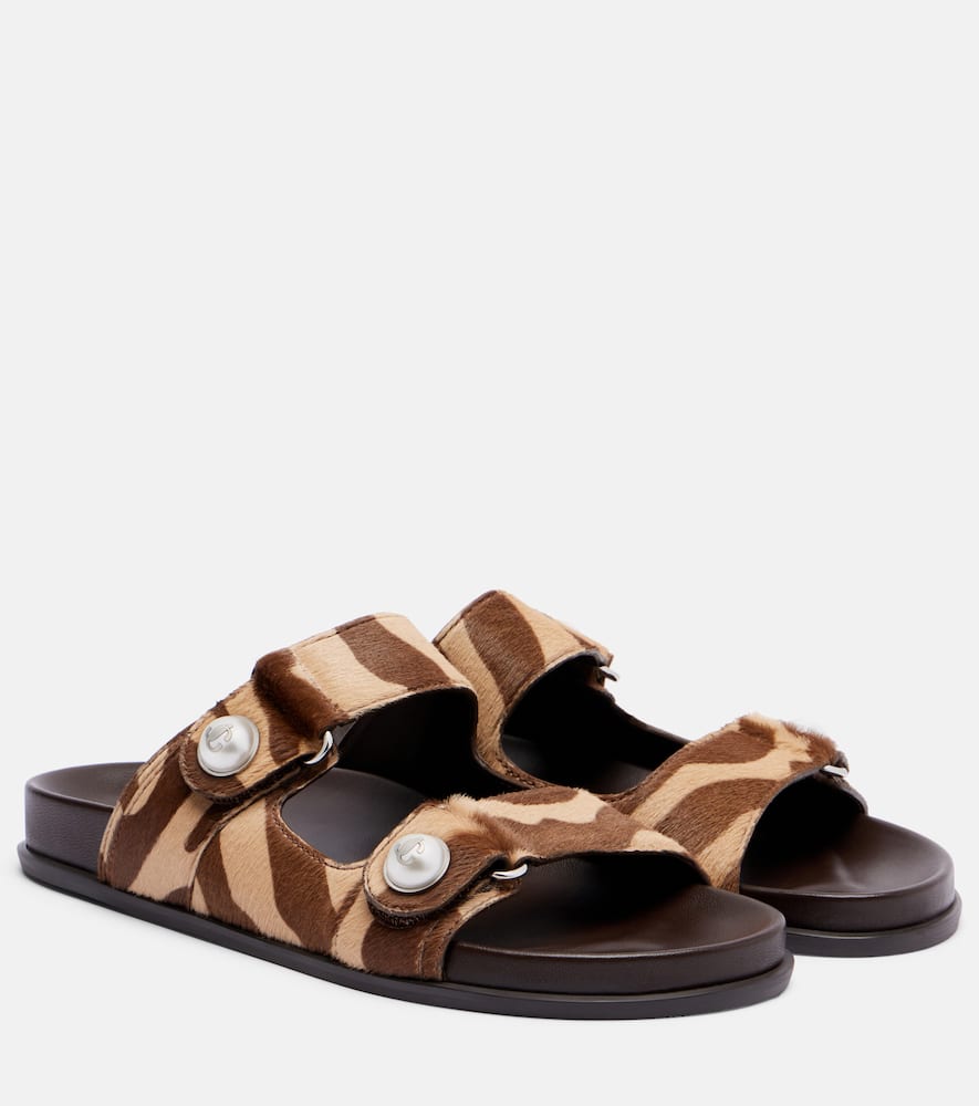 Jimmy Choo Fayence Zebra-print Shearling Slides