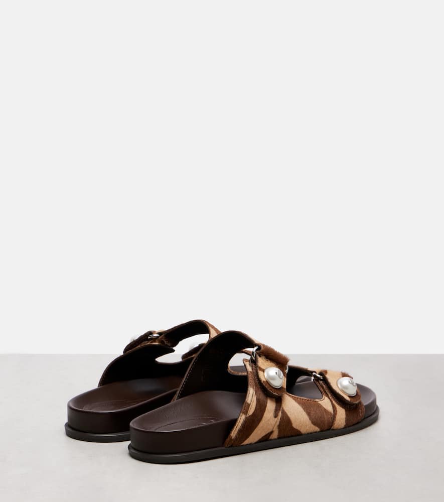Jimmy Choo Fayence Zebra-print Shearling Slides