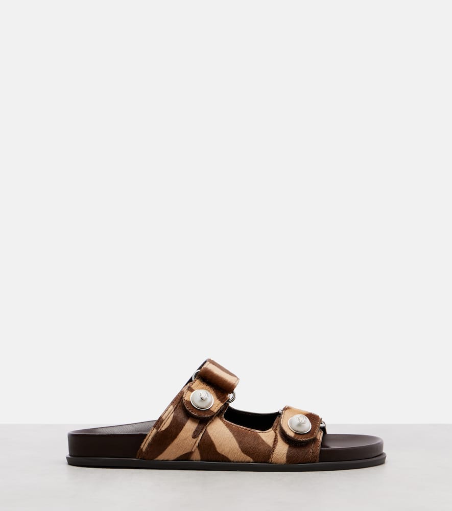Jimmy Choo Fayence Zebra-print Shearling Slides