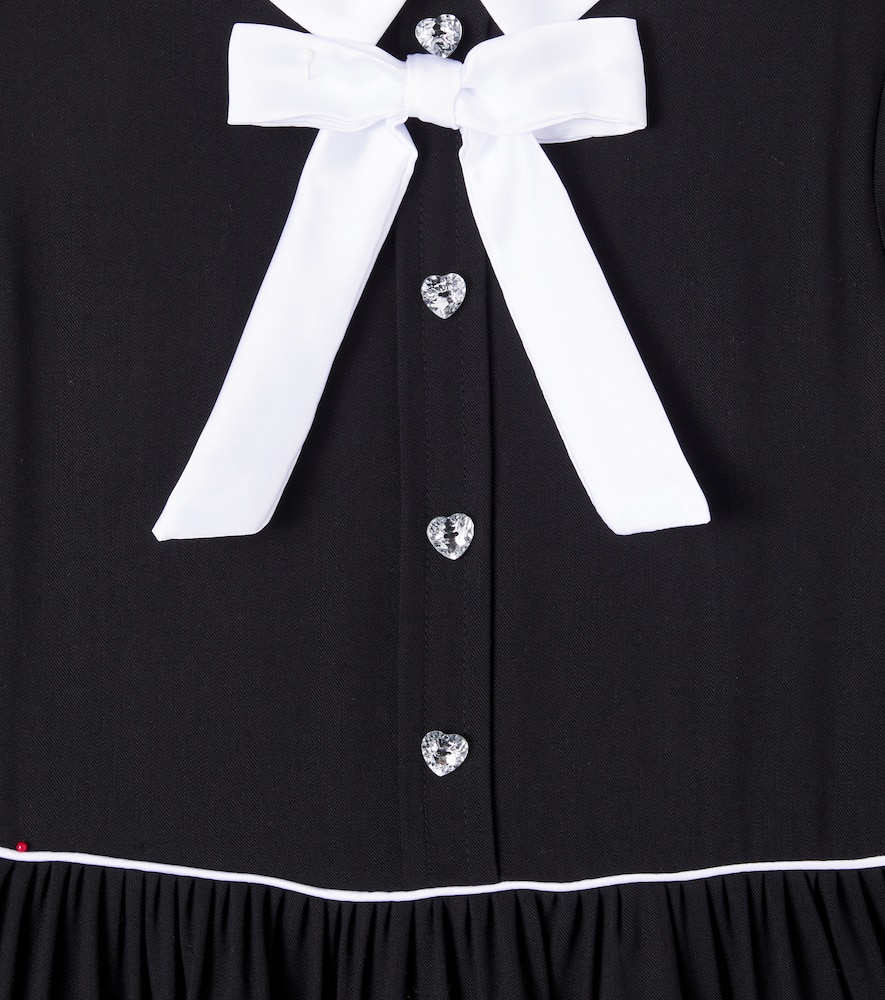 Monnalisa Bow-detail Gathered Dress In Black