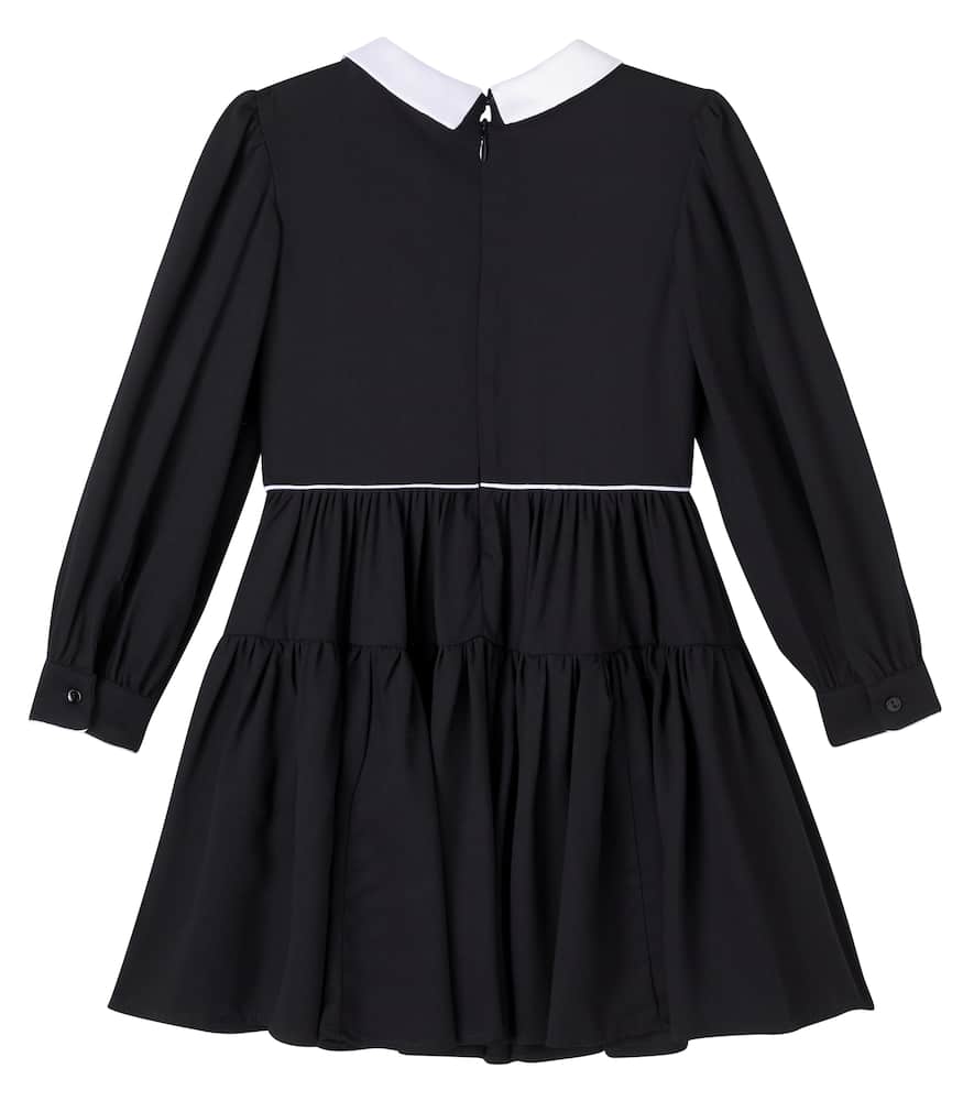 Monnalisa Bow-detail Gathered Dress In Black