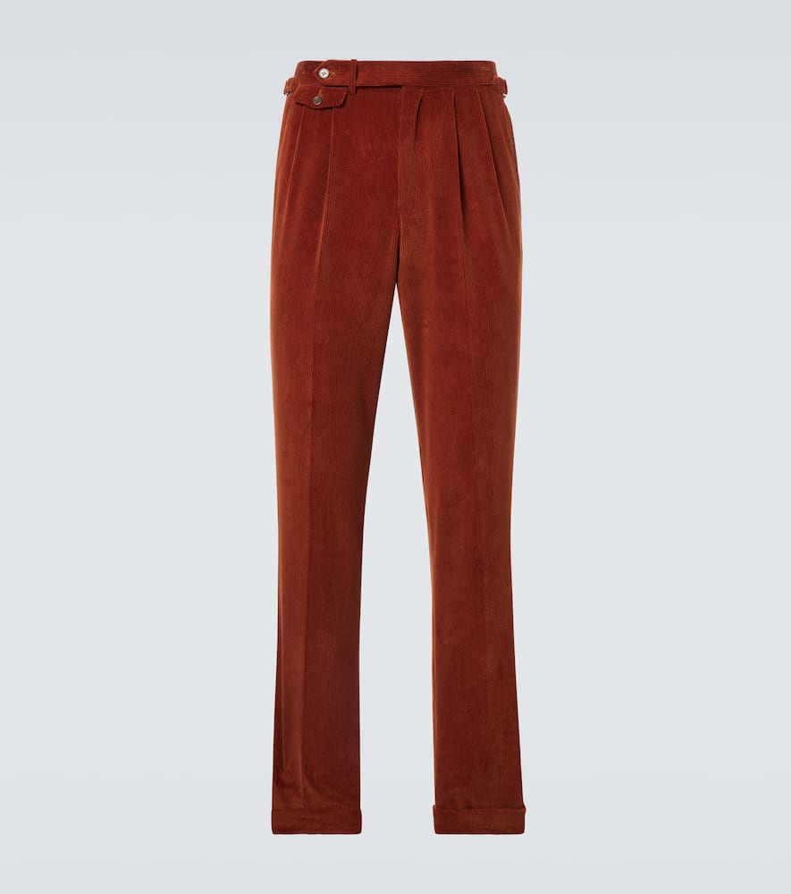 Dunhill Cotton And Silk Corduroy Pants In Red