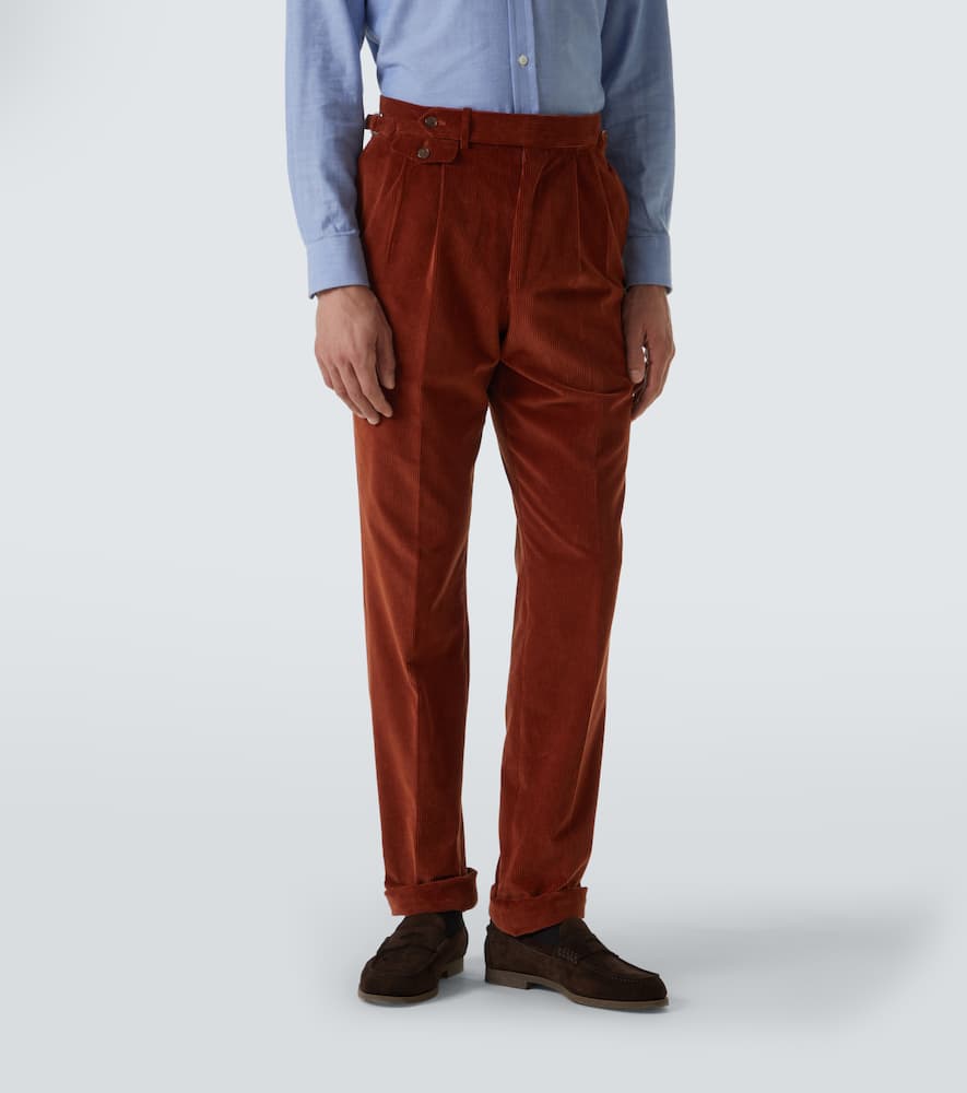 Dunhill Cotton And Silk Corduroy Pants In Red