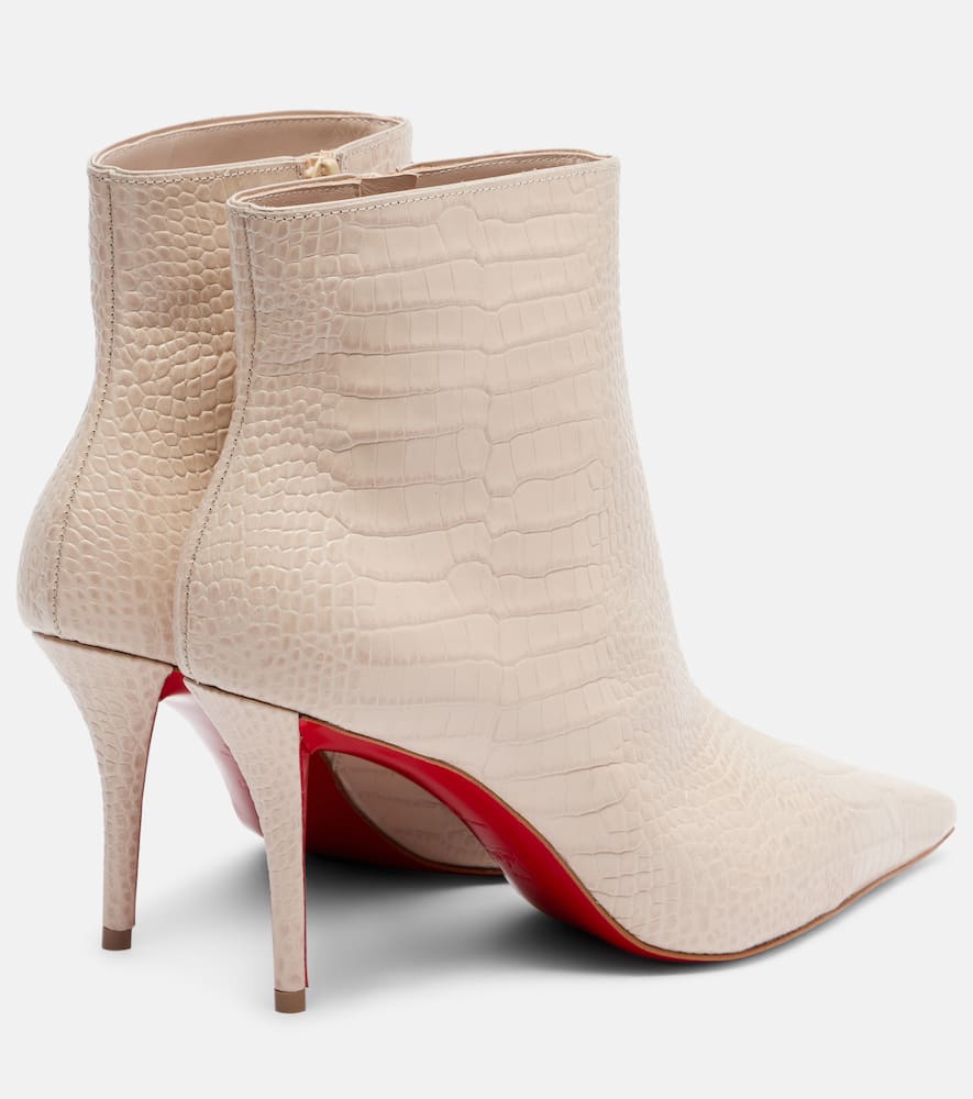 Christian Louboutin Snake-effect Leather Ankle Boots In White