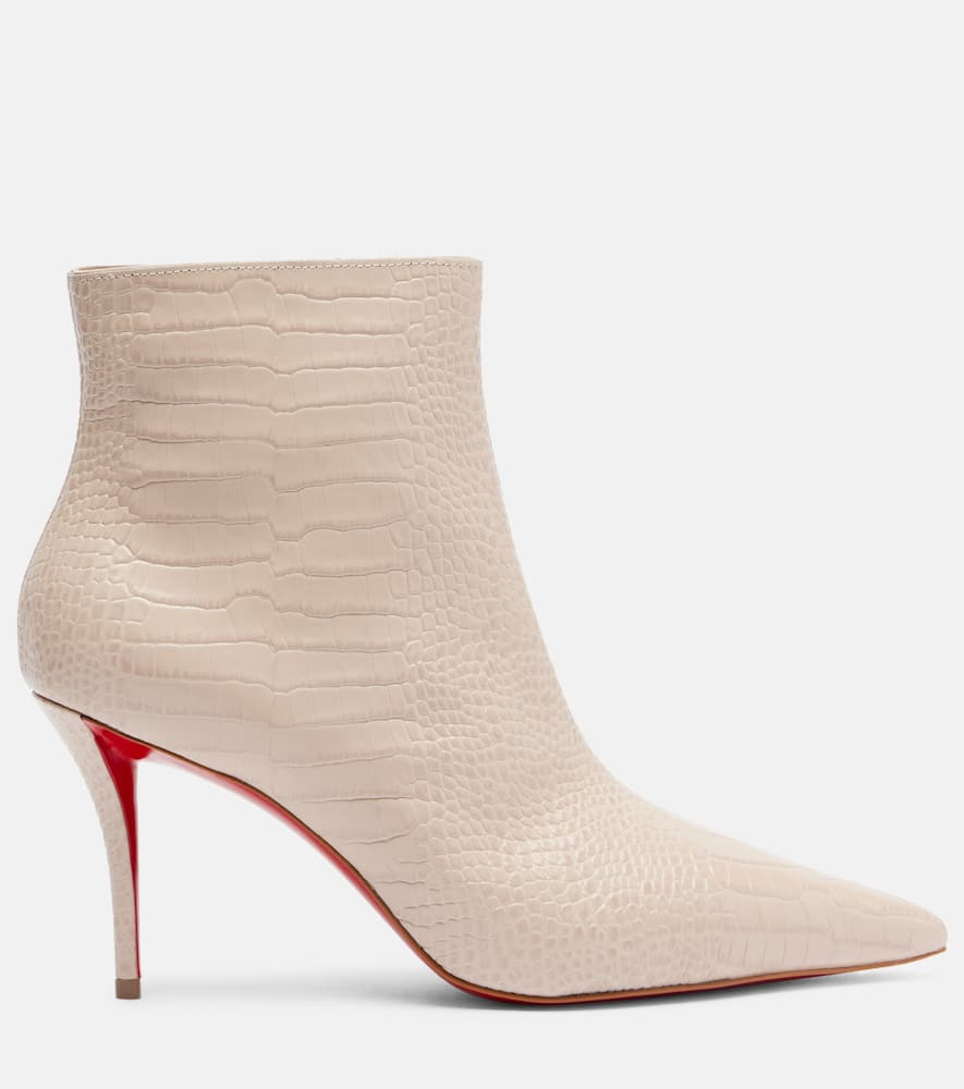 Christian Louboutin Snake-effect Leather Ankle Boots In White