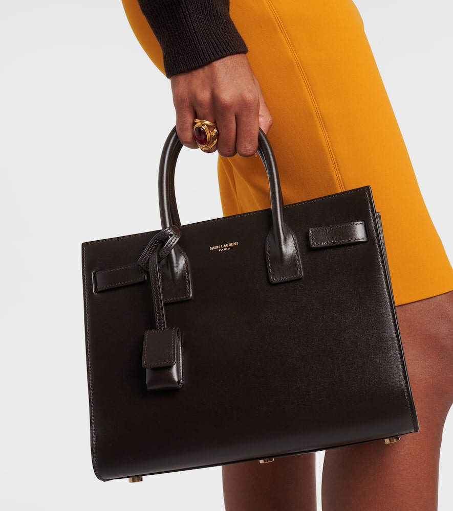 Saint Laurent Sac De Jour Baby Leather Tote Bag In Brown