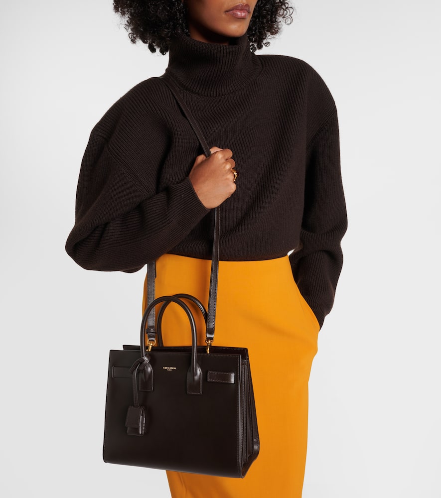 Saint Laurent Sac De Jour Baby Leather Tote Bag In Brown