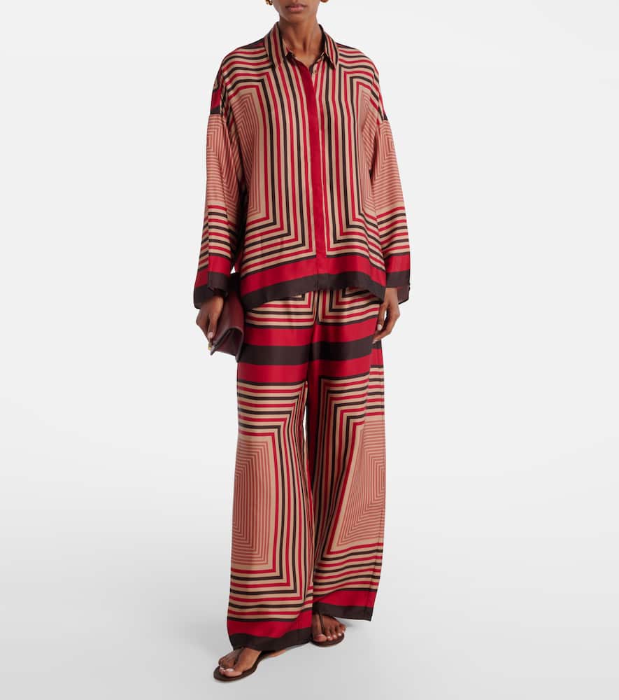 Faithfull Jensen Printed Wide-leg Pants In Brown
