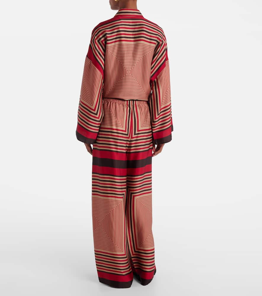 Faithfull Jensen Printed Wide-leg Pants In Brown