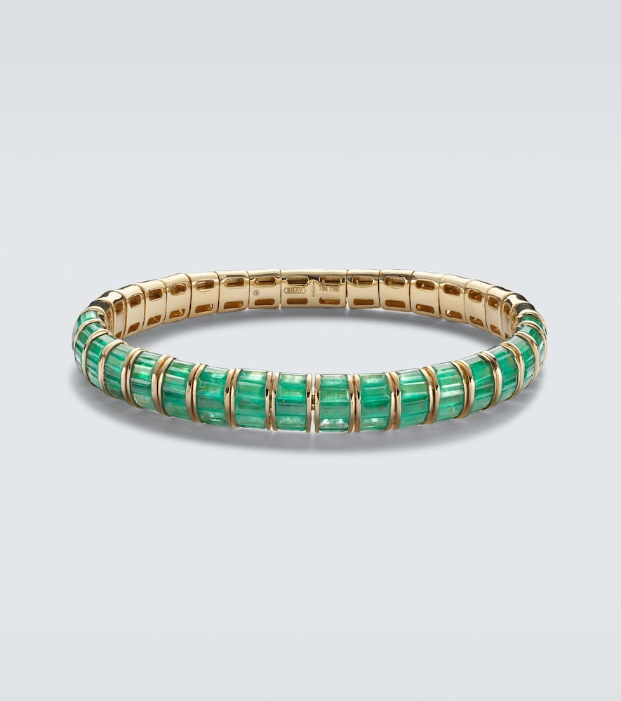 Shay Jewelry 18kt gold bracelet with emeralds