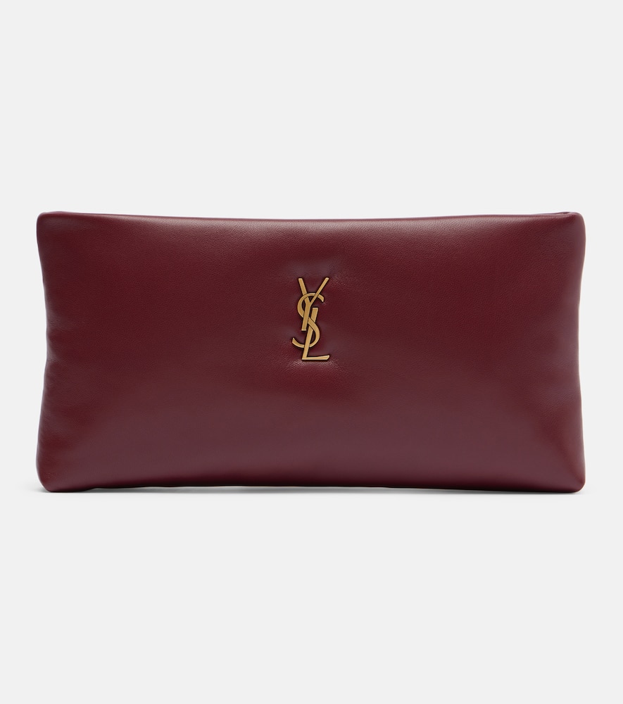 Saint Laurent Calypso Leather Pouch In Burgundy