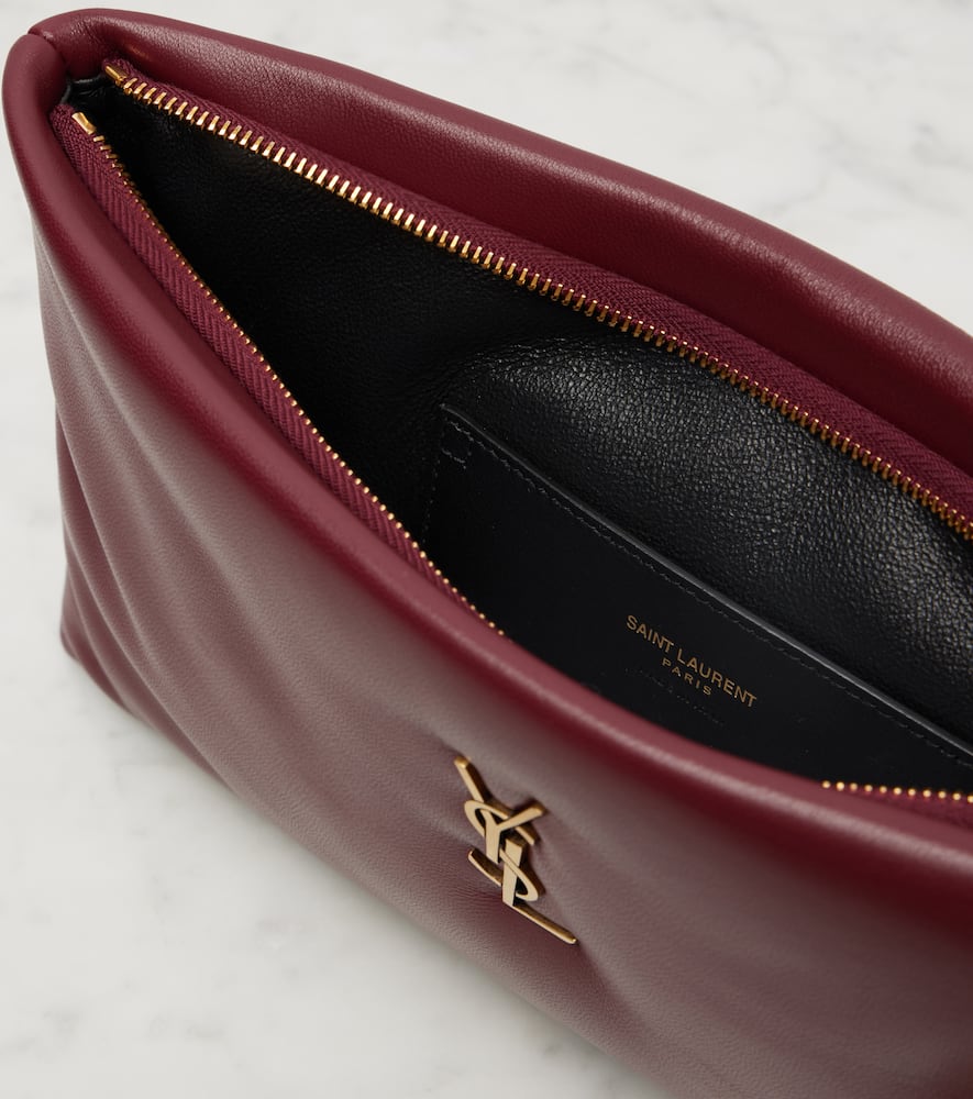 Saint Laurent Calypso Leather Pouch In Burgundy