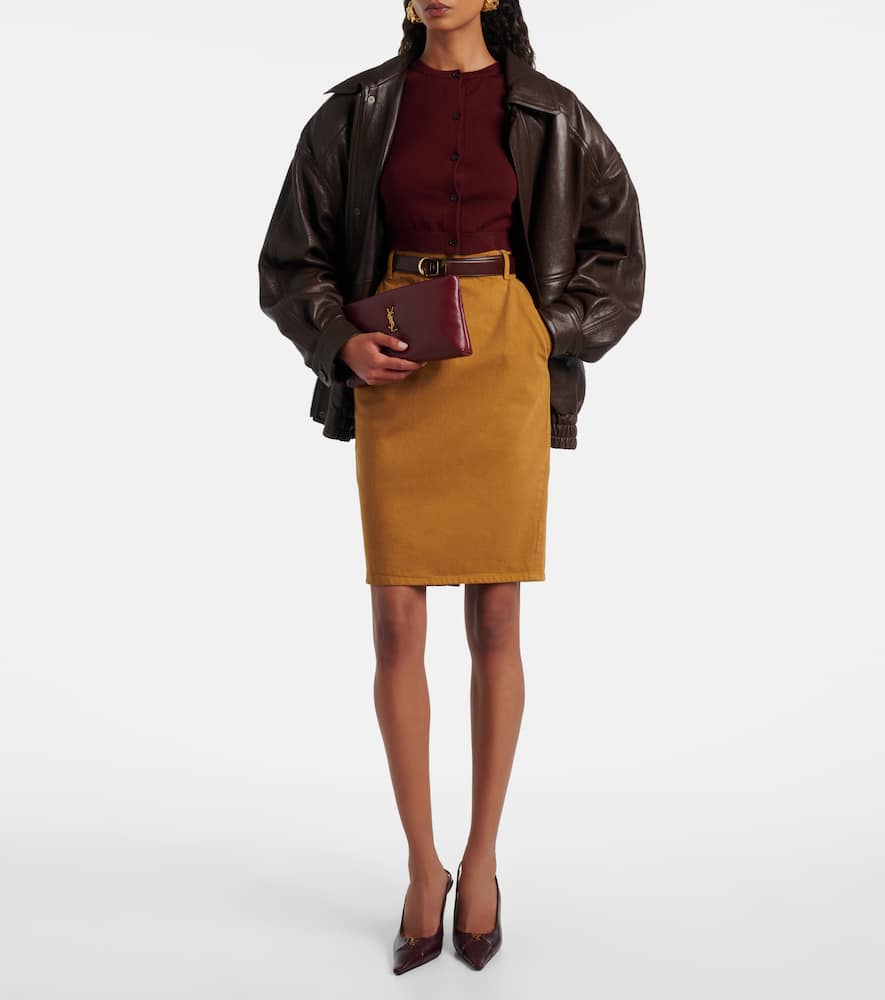 Saint Laurent Calypso Leather Pouch In Burgundy
