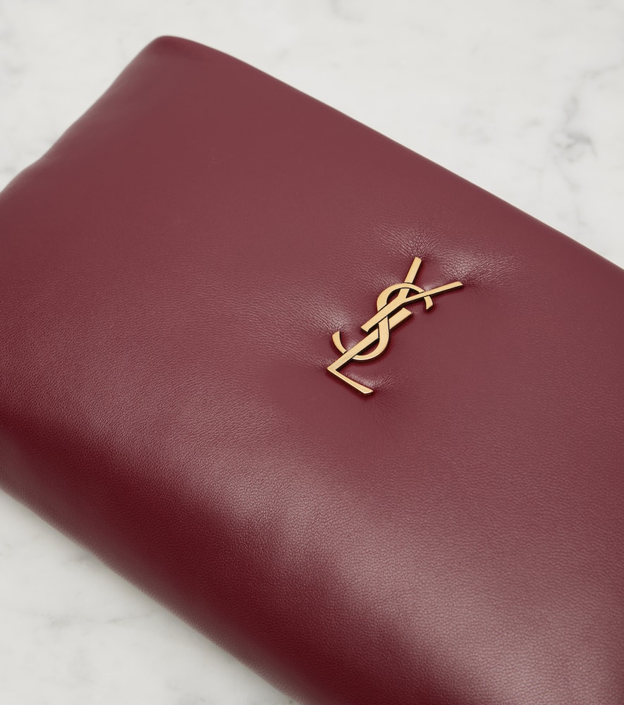 Saint Laurent Calypso Leather Pouch In Burgundy