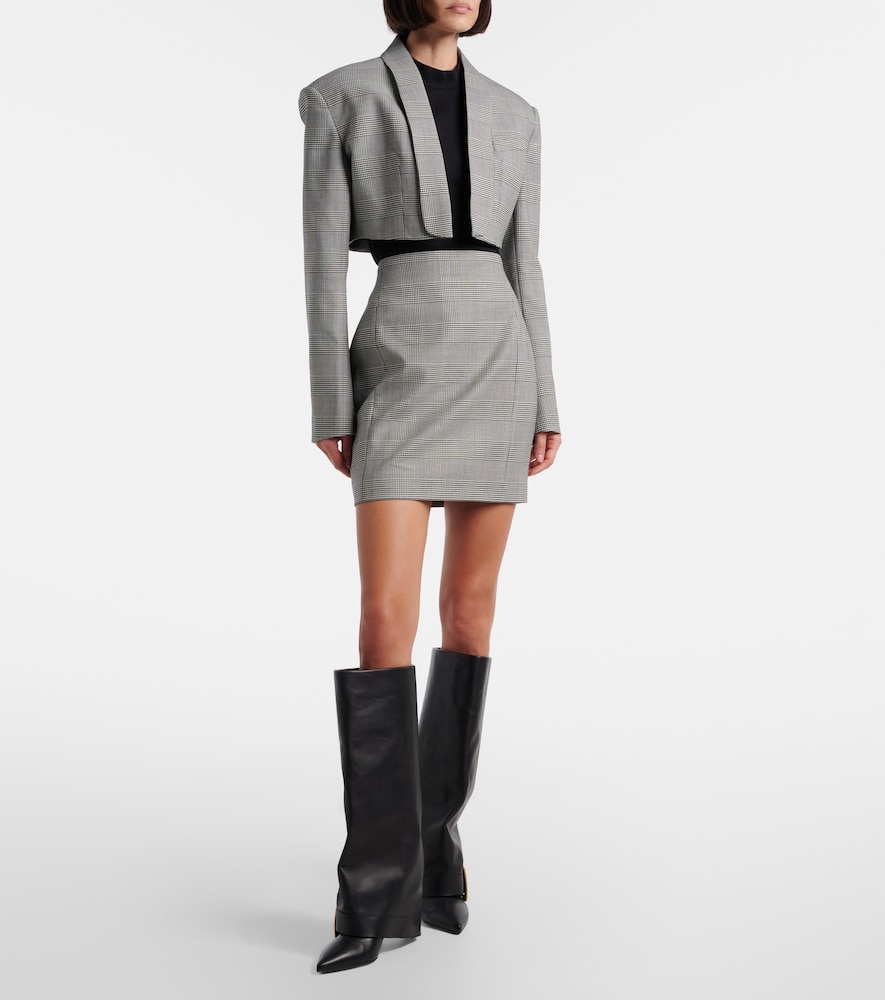 Balmain Houndstooth wool-blend miniskirt
